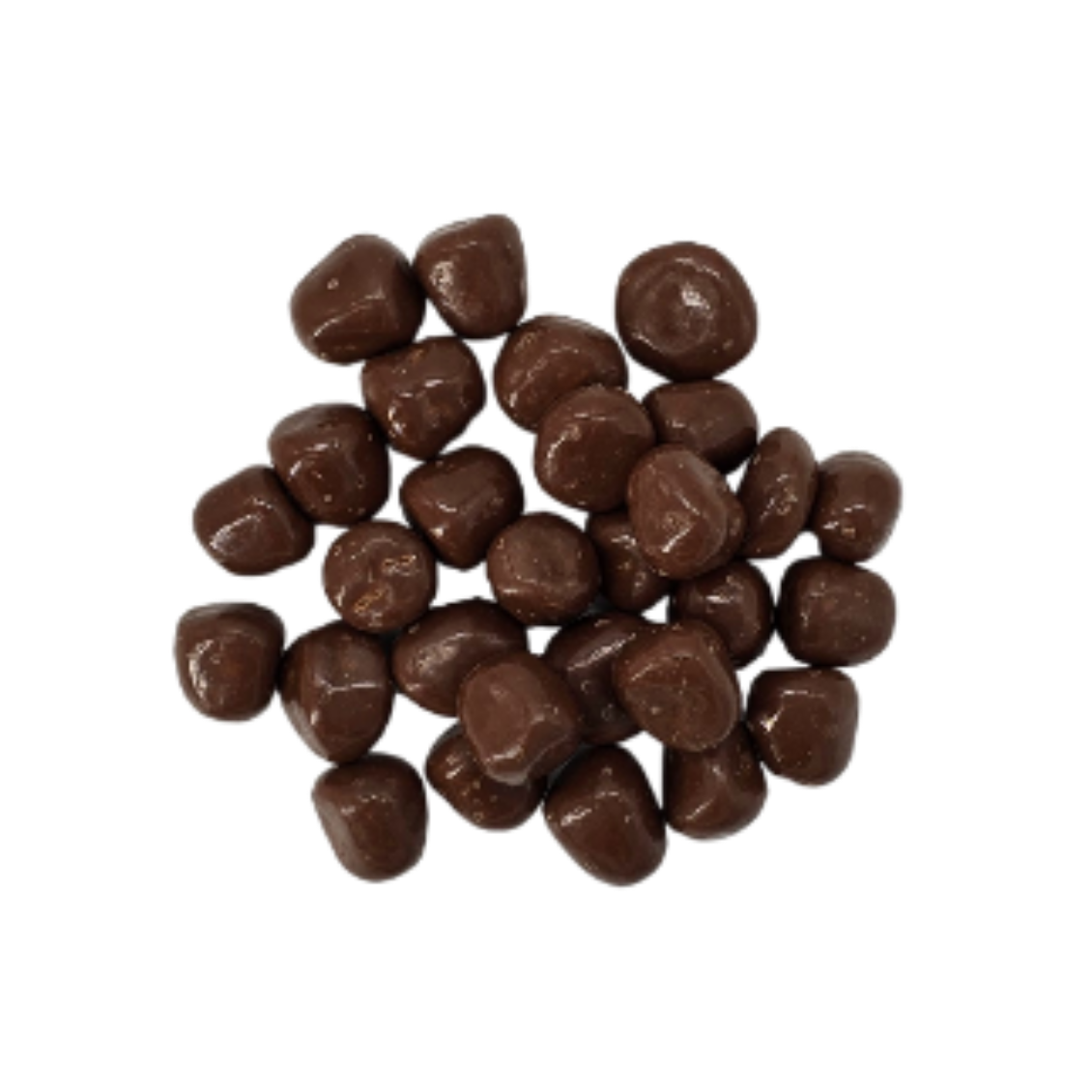 Brown chocolate caramels on a white background