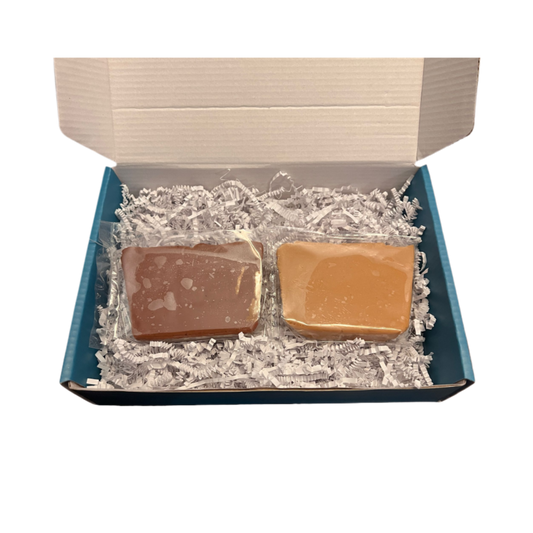 Chocolate & Sea Salt Caramel Fudge in a Gift Box (1/2lb)